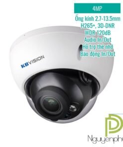 Camera IP KBVision KX-4004iMN 4MP H265 3D-DNR WDR IK10 Micro SD – Báo động IN/OUT (trong nhà)